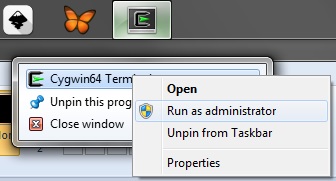 Cygwin with Admin Rights