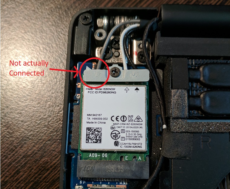 Wifi card connected to the laptop